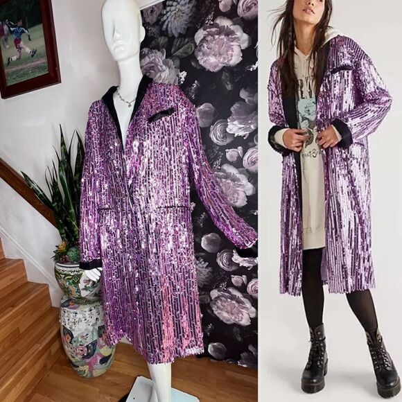 New Free People Ella Duster in Orchid Dust Combo size L - Picture 1 of 8